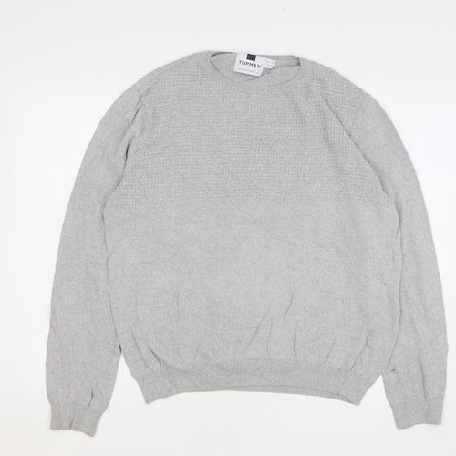 Topman Mens Grey Cotton Pullover Sweatshirt Size L