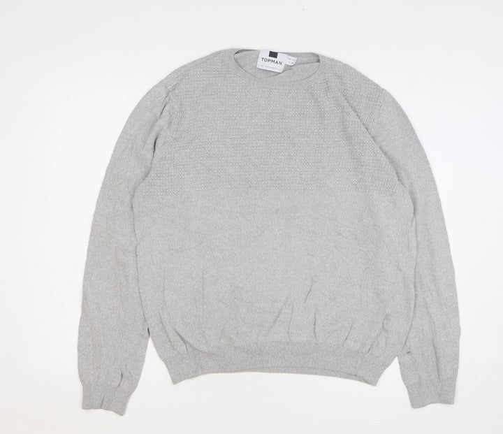 Topman Mens Grey Cotton Pullover Sweatshirt Size L