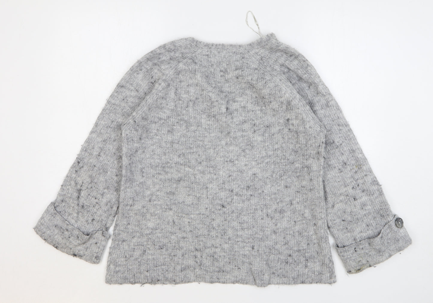 NEXT Womens Grey V-Neck Acrylic Pullover Jumper Size M