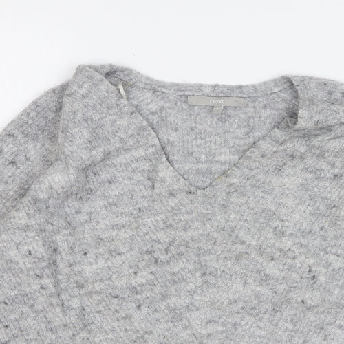 NEXT Womens Grey V-Neck Acrylic Pullover Jumper Size M