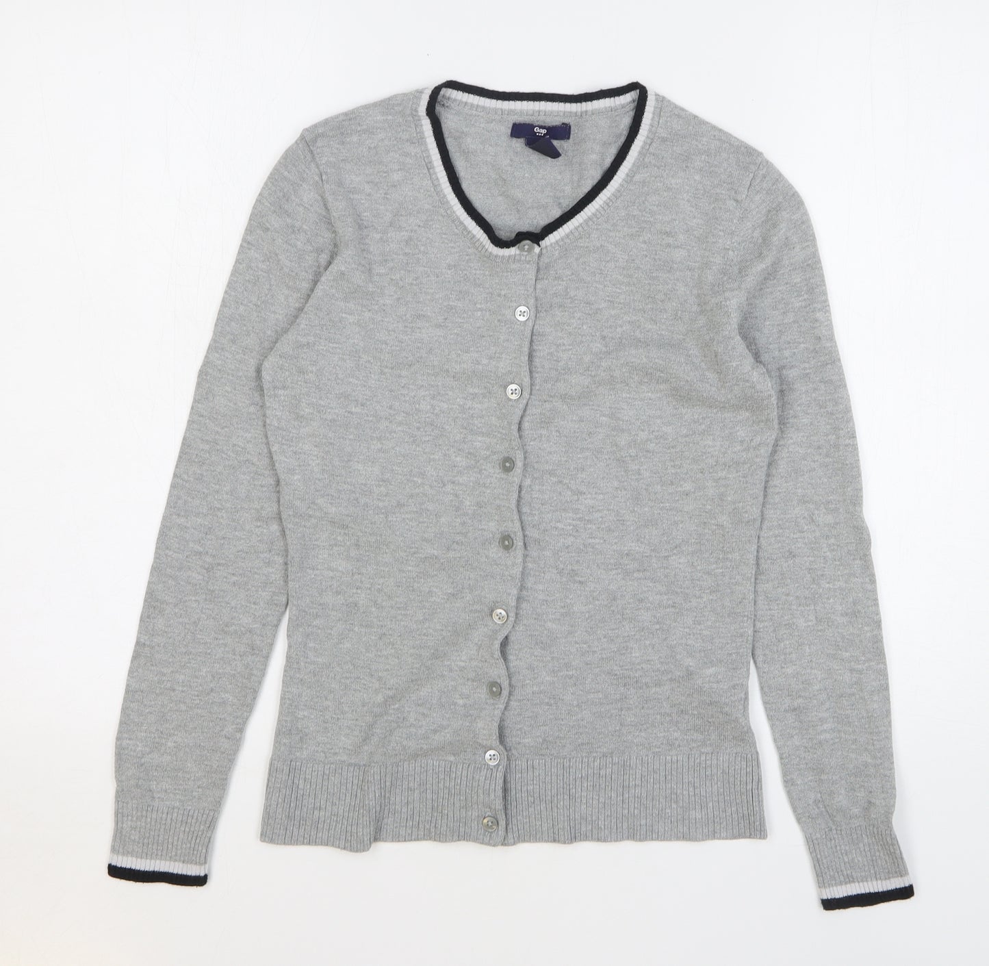 Gap Womens Grey Round Neck Cotton Cardigan Jumper Size S