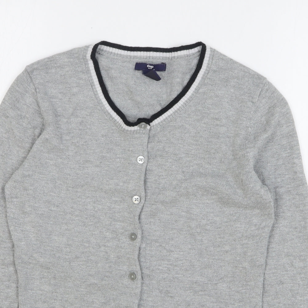 Gap Womens Grey Round Neck Cotton Cardigan Jumper Size S