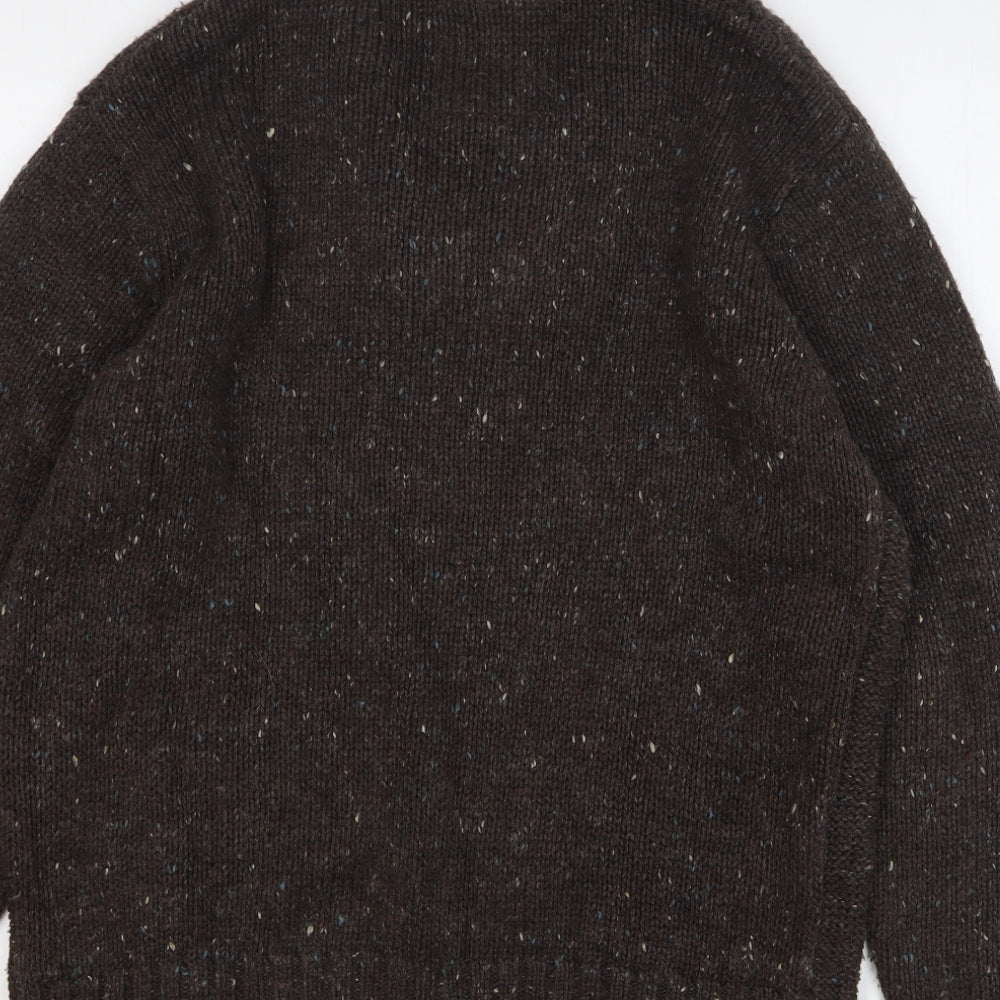 Marks and Spencer Mens Brown V-Neck Acrylic Pullover Jumper Size L