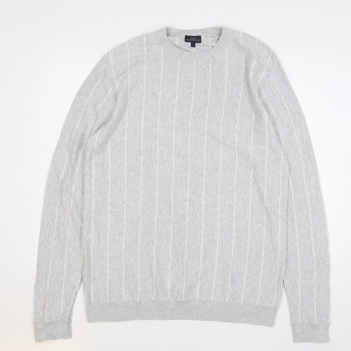 NEXT Womens Grey Striped Acrylic Pullover Sweatshirt Size L Pullover