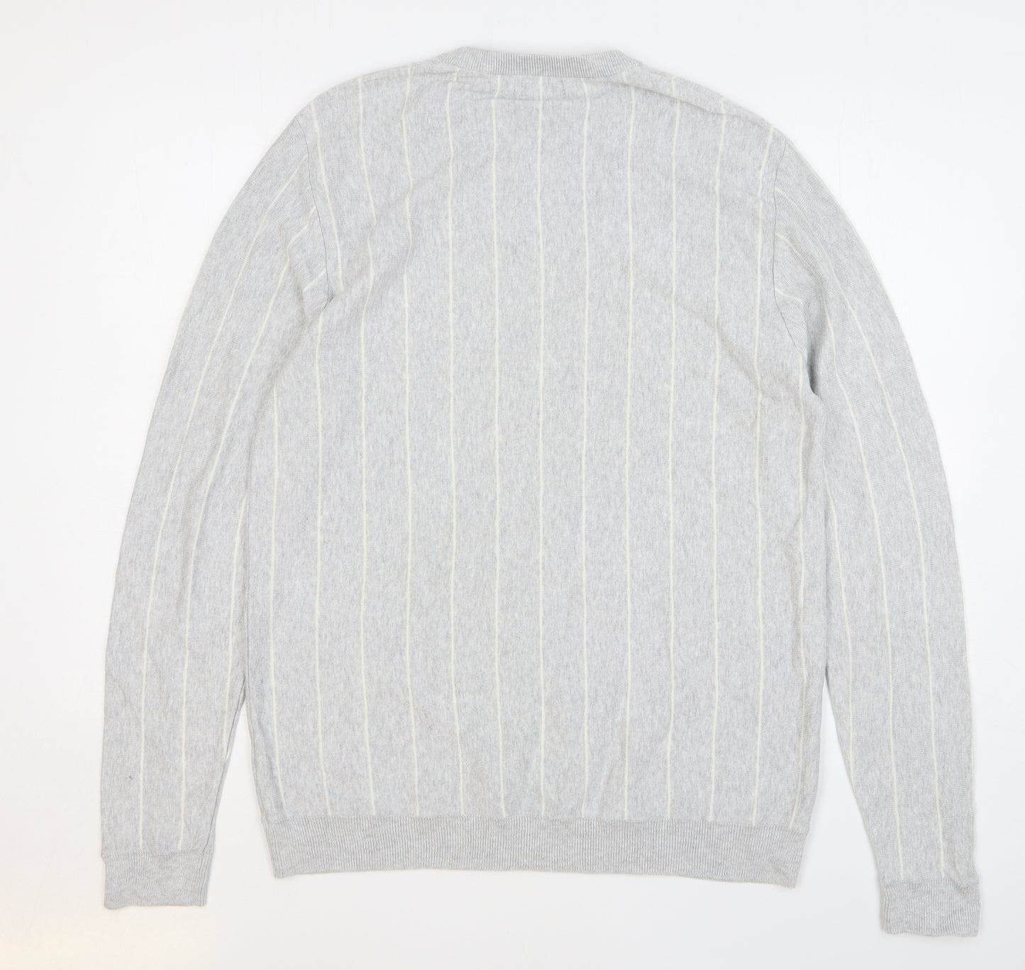 NEXT Womens Grey Striped Acrylic Pullover Sweatshirt Size L Pullover