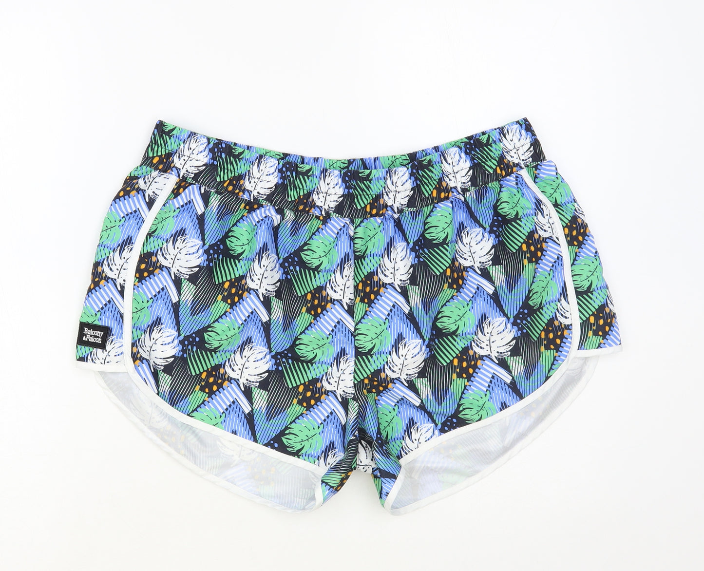 Balcony & Falcon Womens Multicoloured Geometric Polyester Bermuda Shorts Size L L3 in Regular Pull On