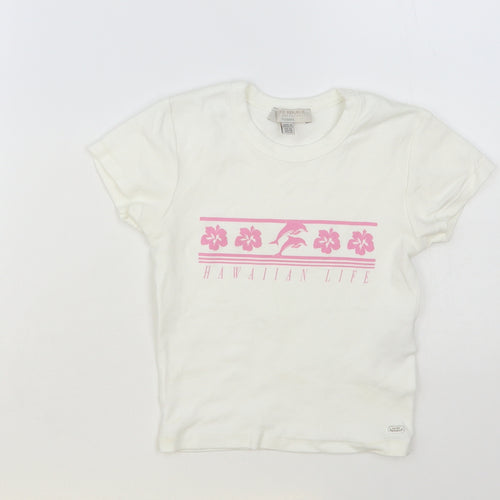 Pull & Bear Womens White Cotton Basic T-Shirt Size XS Crew Neck - Hawaiian Life