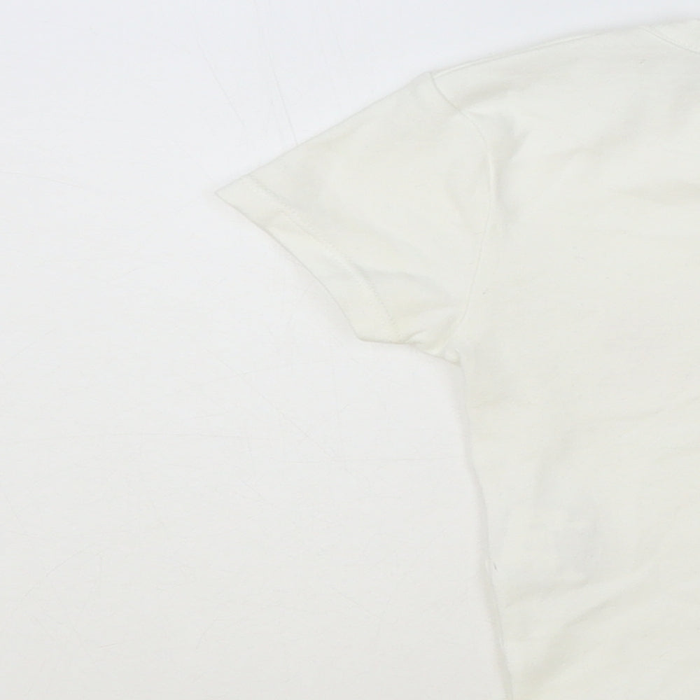 Pull & Bear Womens White Cotton Basic T-Shirt Size XS Crew Neck - Hawaiian Life