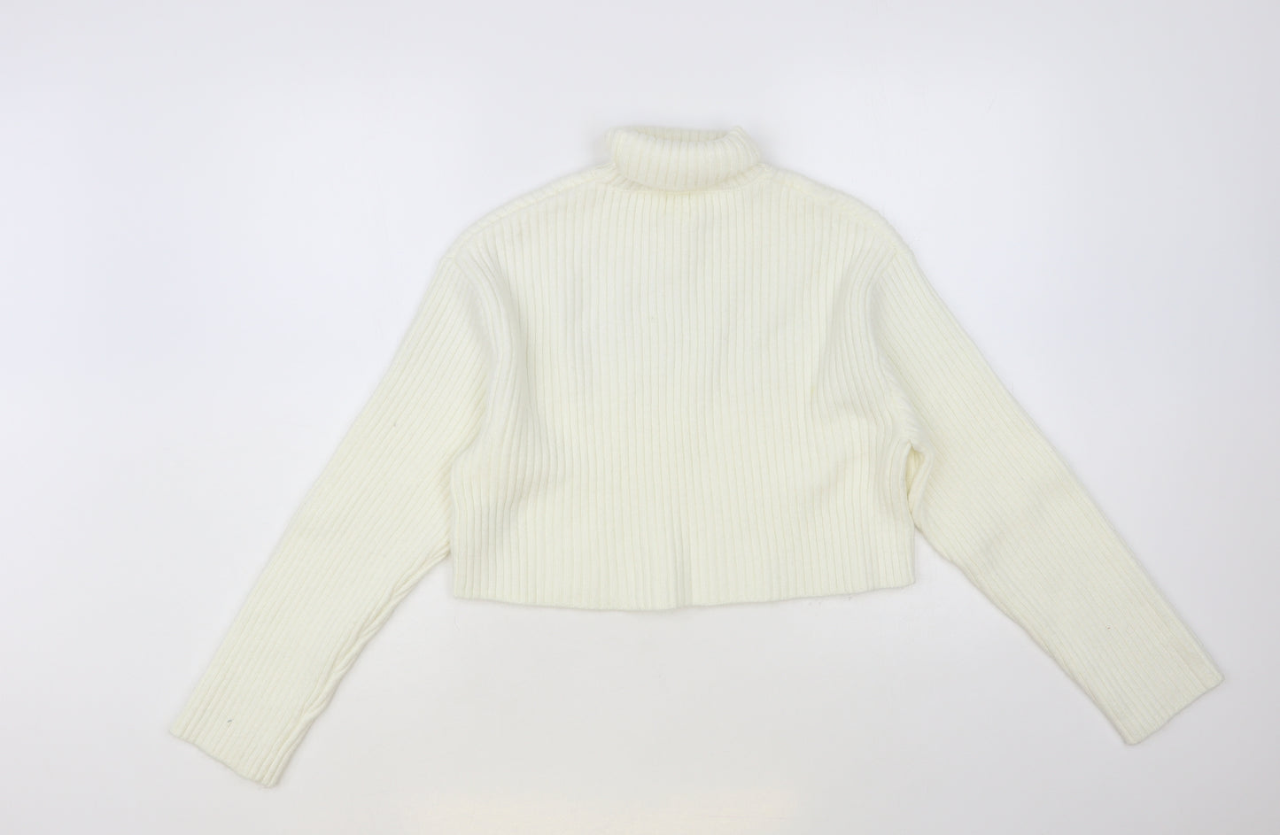 H&M Womens White Roll Neck Polyester Pullover Jumper Size XS - Cropped