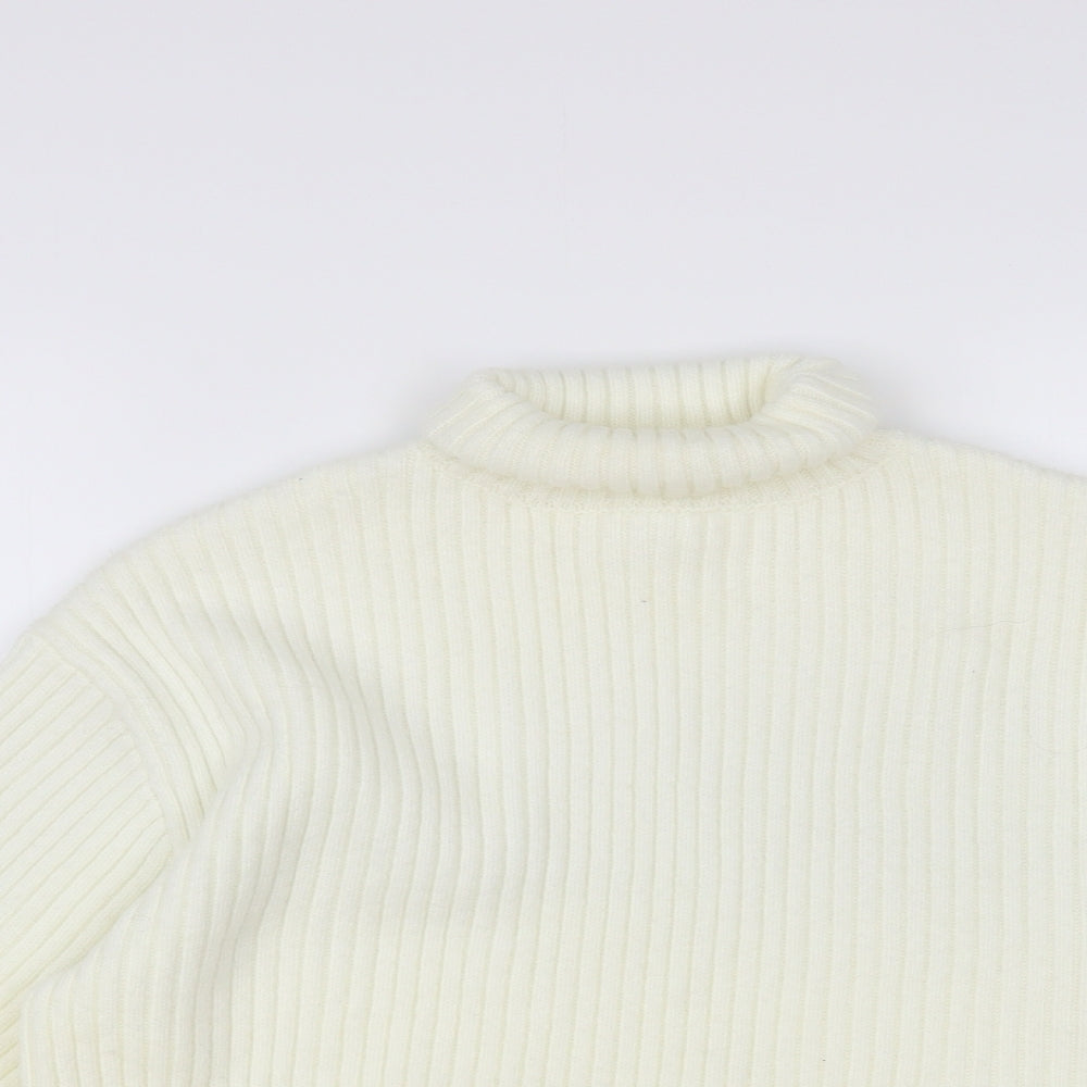 H&M Womens White Roll Neck Polyester Pullover Jumper Size XS - Cropped