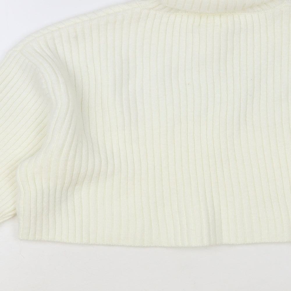 H&M Womens White Roll Neck Polyester Pullover Jumper Size XS - Cropped