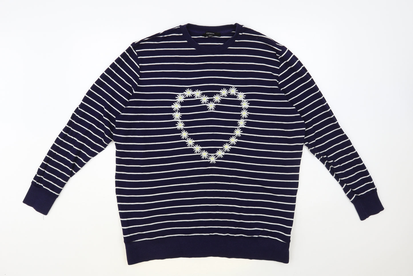 Capsule Womens Blue Striped Viscose Pullover Sweatshirt Size 16 Pullover - Daisy Heart