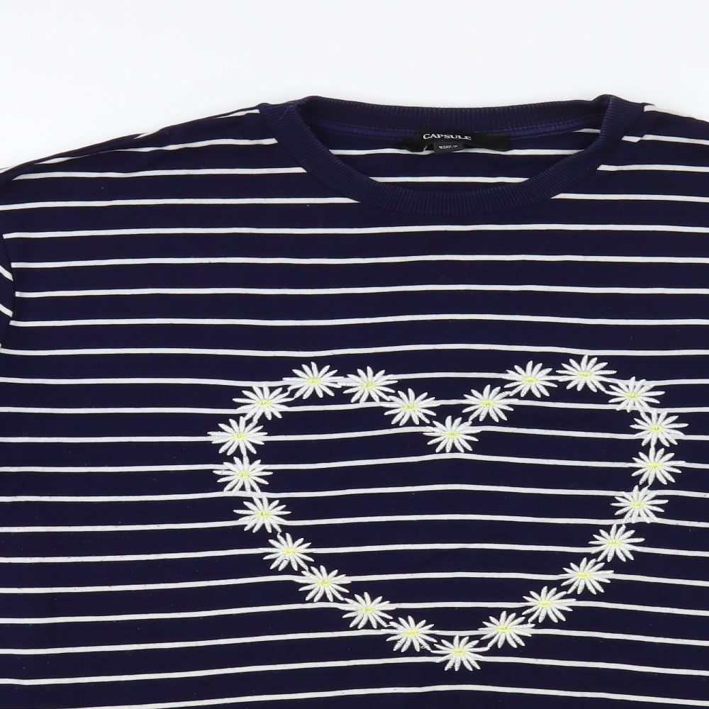 Capsule Womens Blue Striped Viscose Pullover Sweatshirt Size 16 Pullover - Daisy Heart