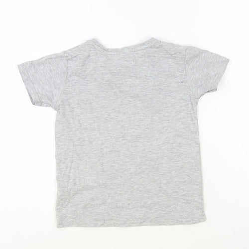 Dunnes Stores Boys Grey Cotton Pullover T-Shirt Size 7 Years Crew Neck Pullover - Race Cars
