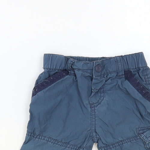 Marks and Spencer Baby Blue Cotton Cargo Trousers Size 3-6 Months Button