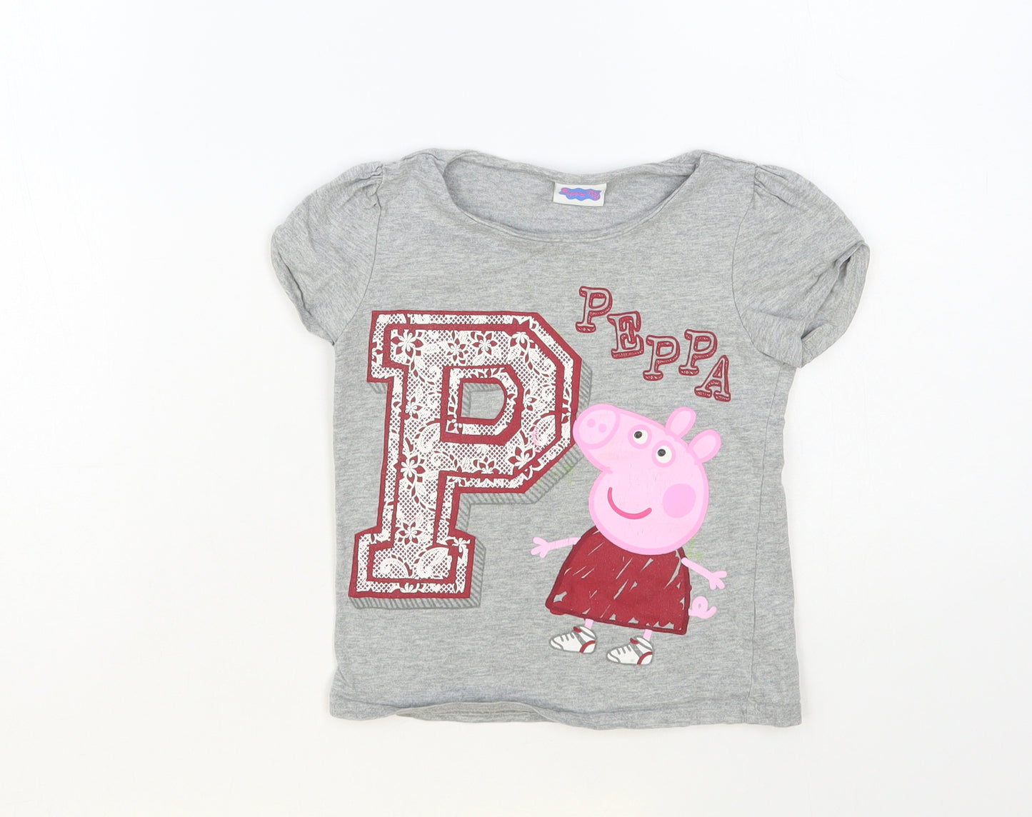 NEXT Girls Grey Cotton Pullover T-Shirt Size 3-4 Years Crew Neck Pullover - Peppa Pig