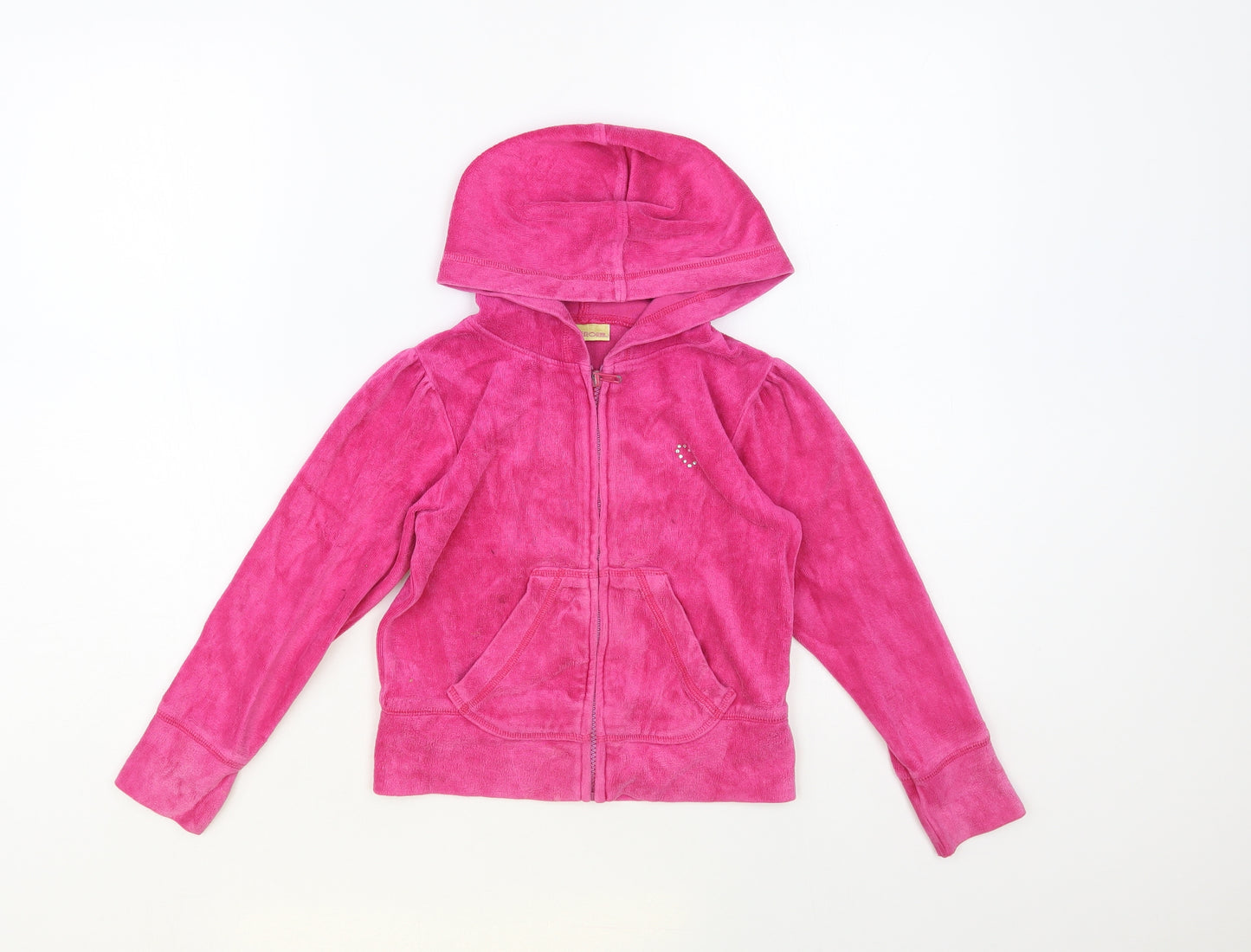 Cherokee Girls Pink Cotton Full Zip Hoodie Size 5-6 Years Zip - Heart