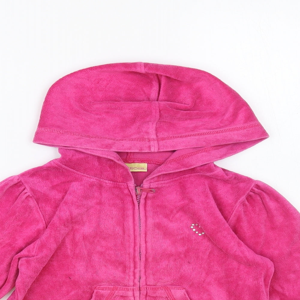 Cherokee Girls Pink Cotton Full Zip Hoodie Size 5-6 Years Zip - Heart