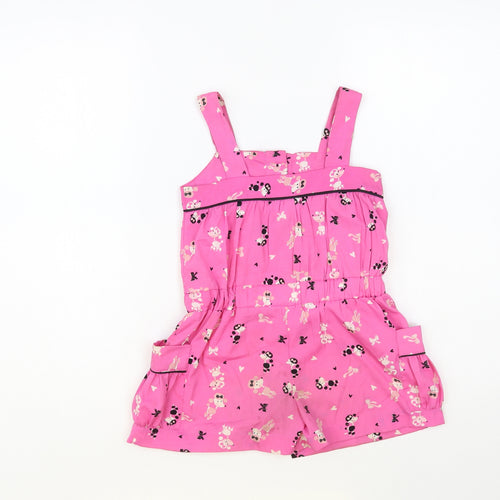 Girl 2 Girl Girls Pink Geometric Polyester Playsuit One-Piece Size 4-5 Years Button - Poodle Print
