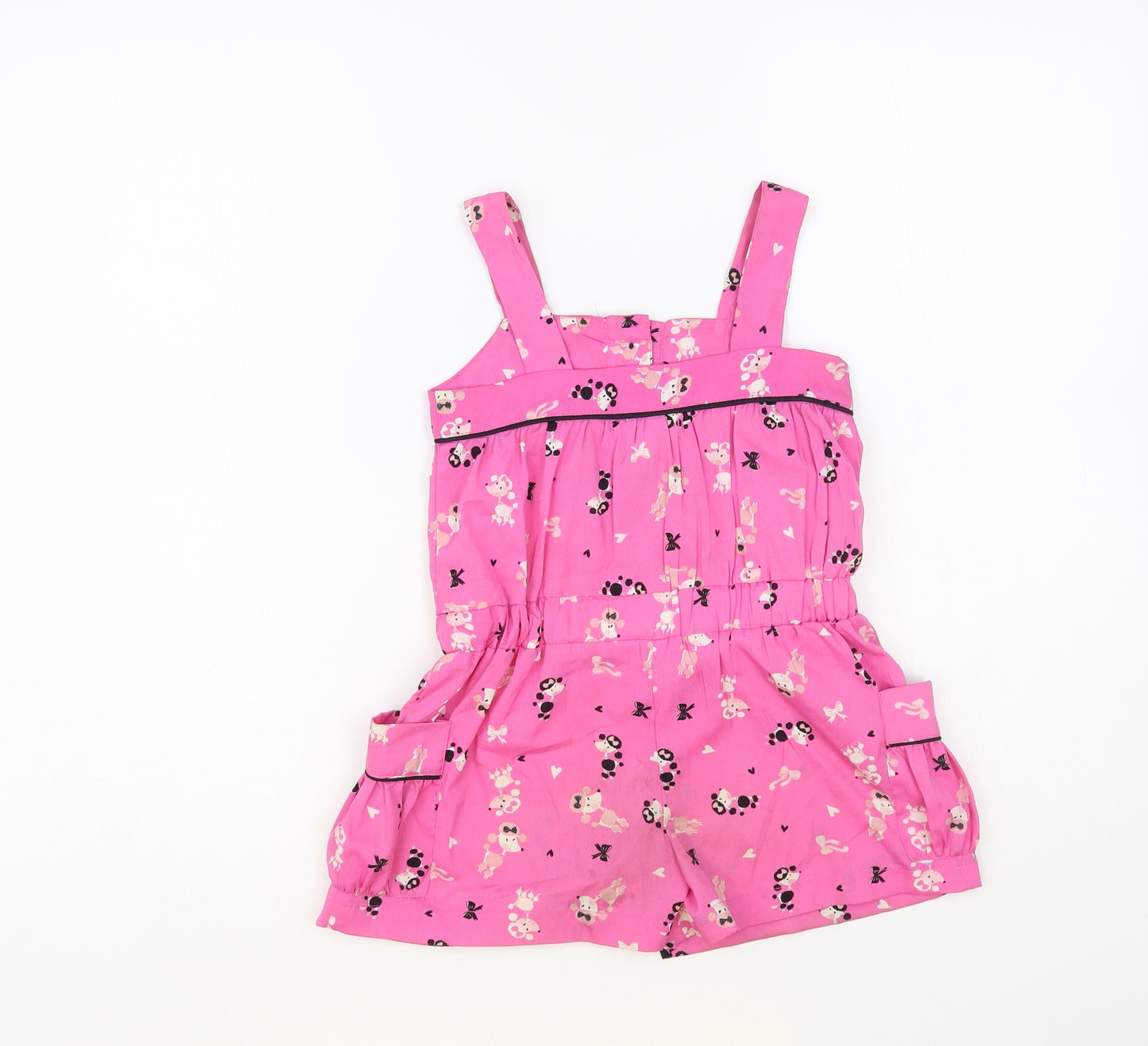 Girl 2 Girl Girls Pink Geometric Polyester Playsuit One-Piece Size 4-5 Years Button - Poodle Print