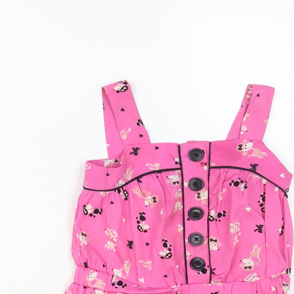 Girl 2 Girl Girls Pink Geometric Polyester Playsuit One-Piece Size 4-5 Years Button - Poodle Print