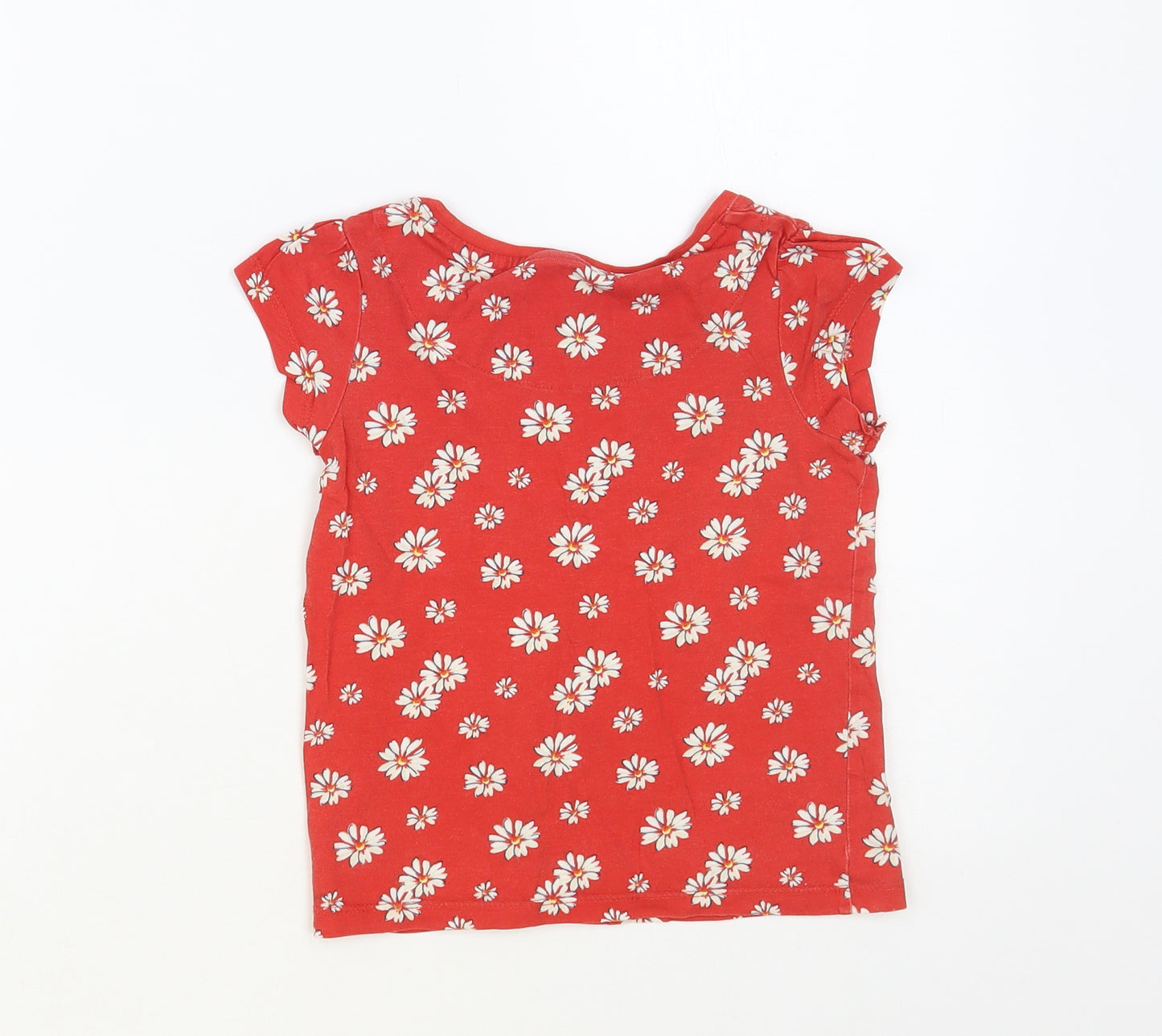 NEXT Girls Red Floral Cotton Pullover T-Shirt Size 5 Years Crew Neck Pullover - Bow