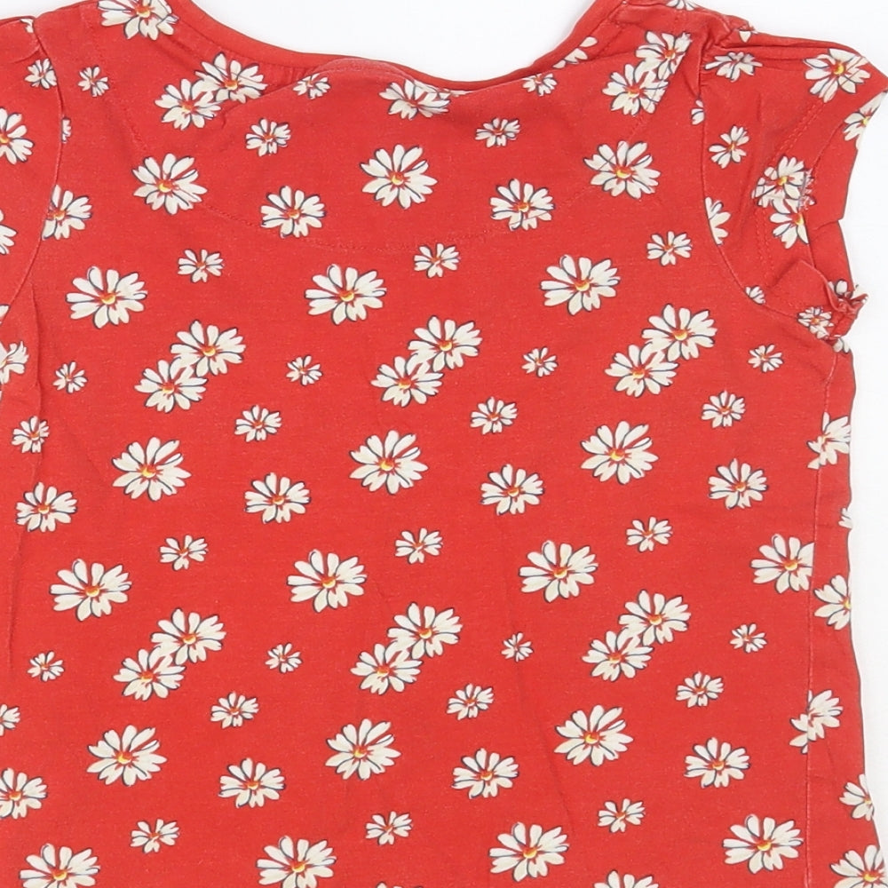 NEXT Girls Red Floral Cotton Pullover T-Shirt Size 5 Years Crew Neck Pullover - Bow