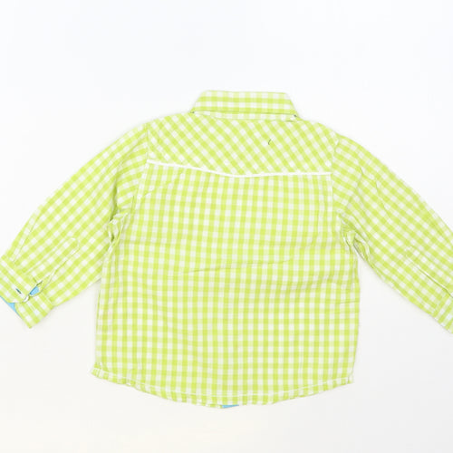 Miniclub Baby Green Check Cotton Basic Button-Up Size 12-18 Months Collared Button