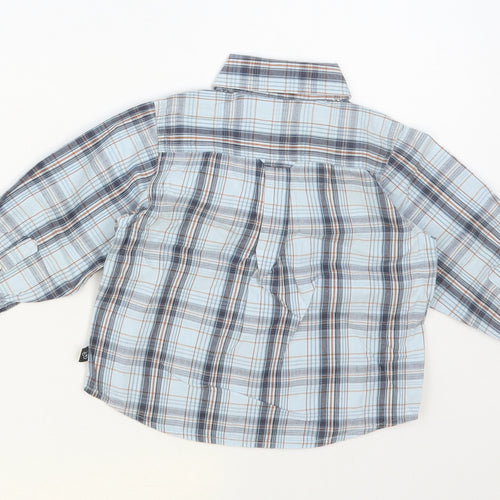 Peanuts Baby Baby Blue Plaid Cotton Basic Button-Up Size 12 Months Collared Button - Bear