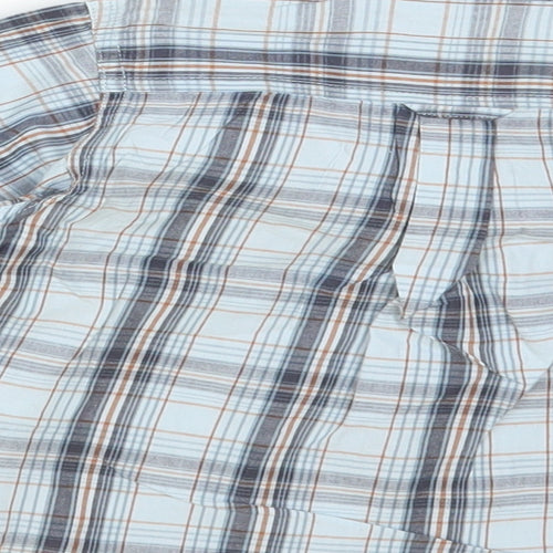 Peanuts Baby Baby Blue Plaid Cotton Basic Button-Up Size 12 Months Collared Button - Bear