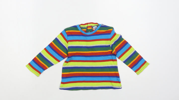 tuc tuc Baby Multicoloured Striped Cotton Pullover T-Shirt Size 18-24 Months Crew Neck Snap