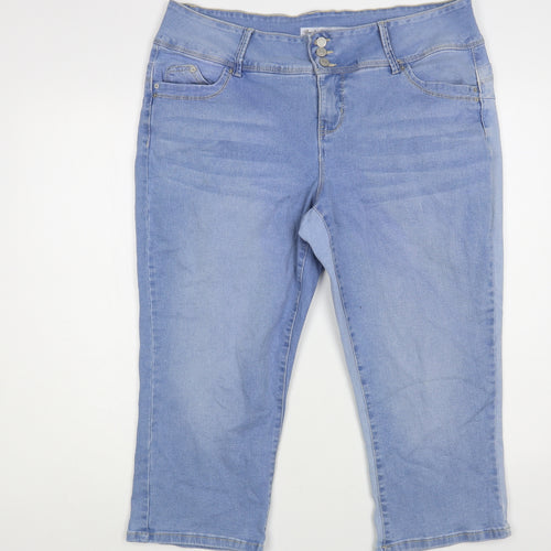 Royalty Womens Blue Cotton Cropped Jeans Size 38 in L21 in Regular Button