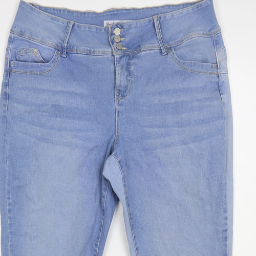 Royalty Womens Blue Cotton Cropped Jeans Size 38 in L21 in Regular Button