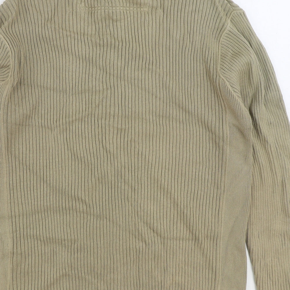 NEXT Mens Beige High Neck Cotton Full Zip Jumper Size XL