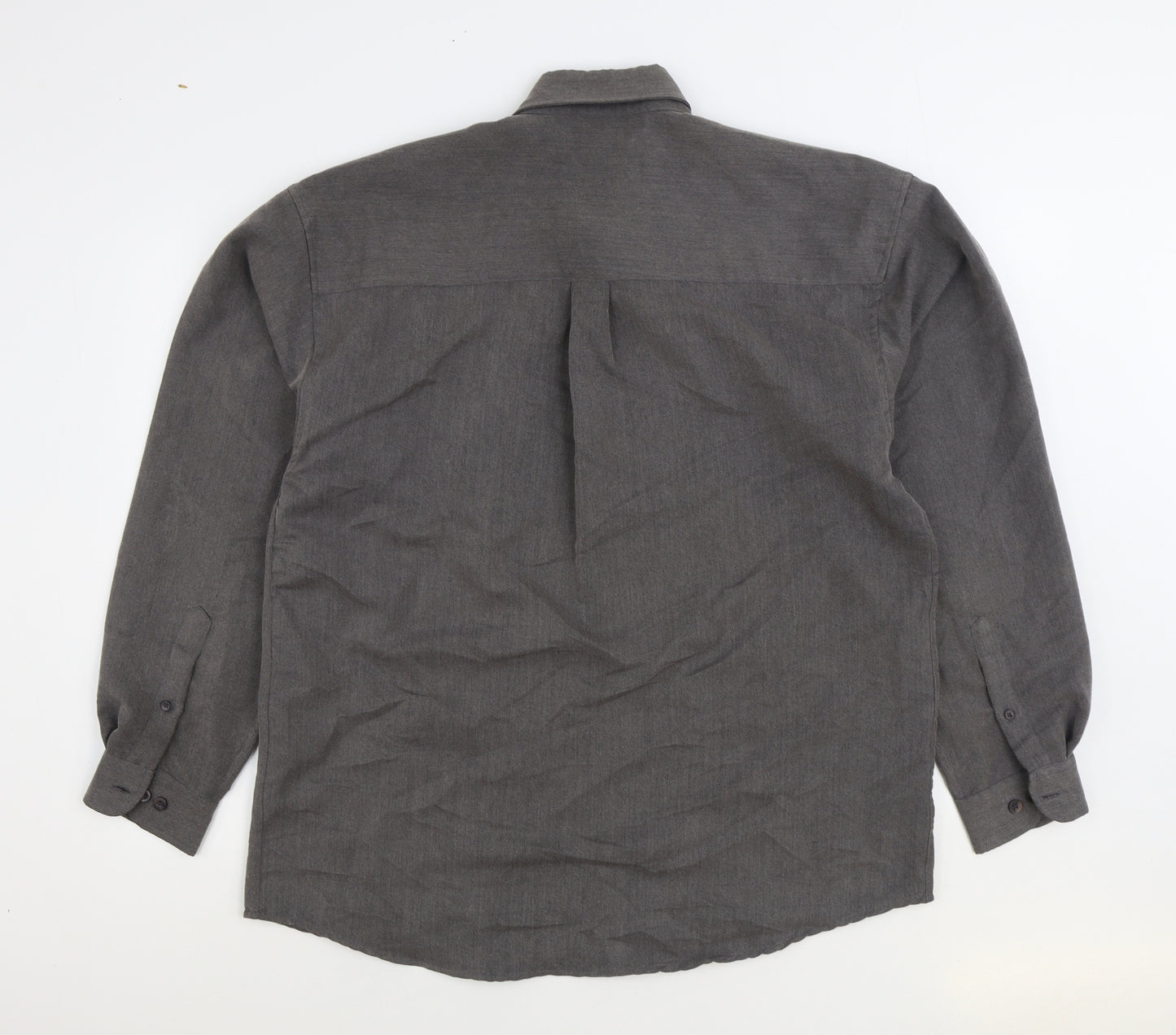 Recover Mens Grey Polyester Button-Up Size L Collared Button