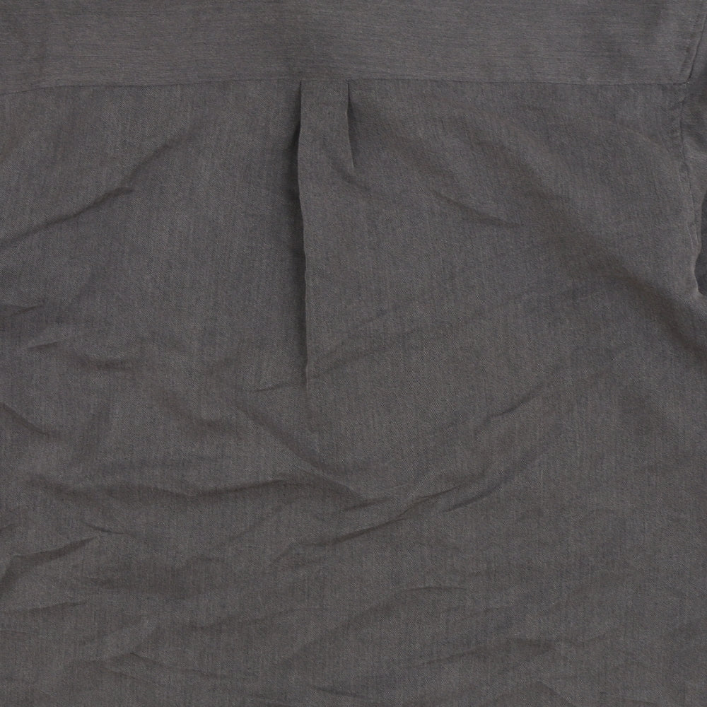 Recover Mens Grey Polyester Button-Up Size L Collared Button