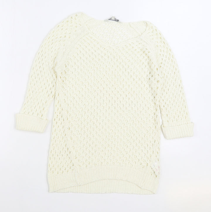 Peacocks Womens White Roll Neck Acrylic Pullover Jumper Size S