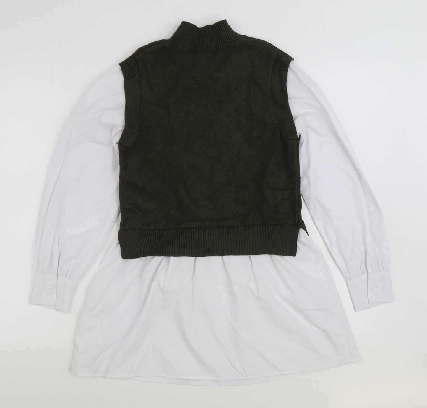 New Look Womens Green Viscose Basic Blouse Size 6 High Neck