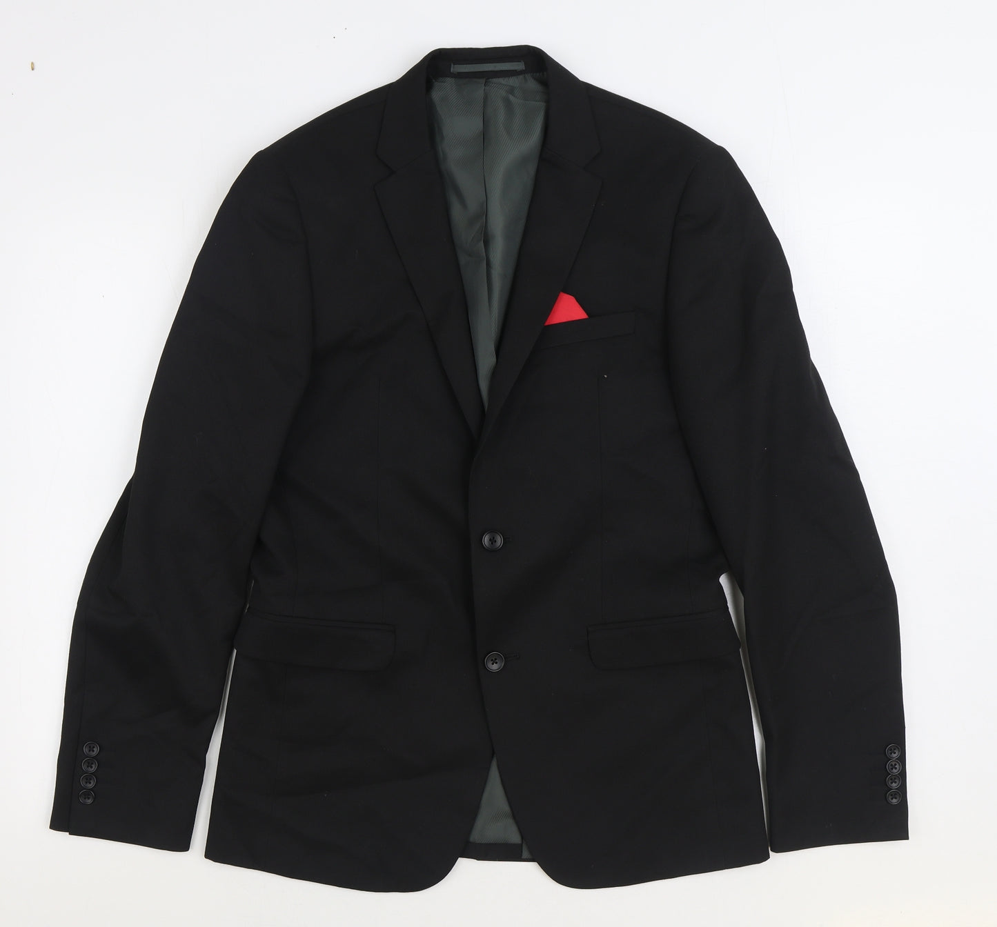 NEXT Mens Black Viscose Jacket Suit Jacket Size 38