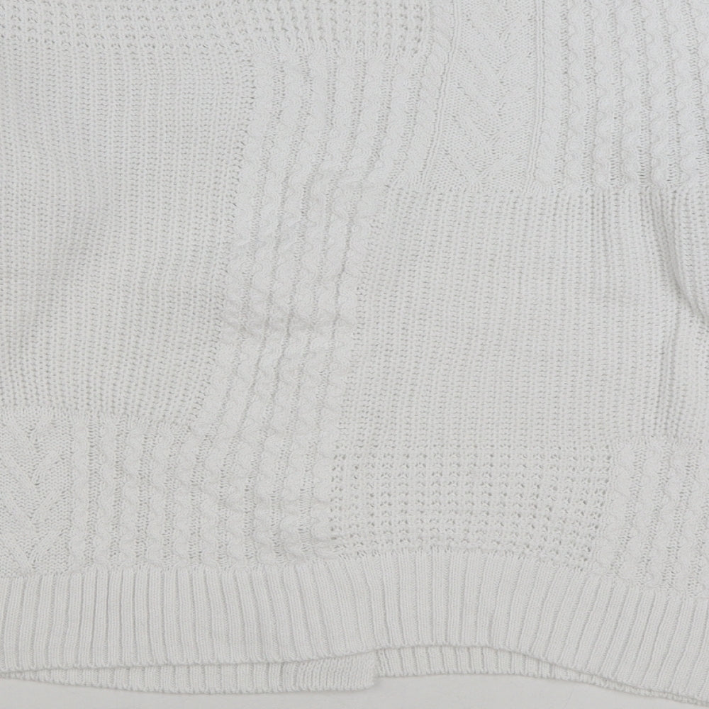 ESMARA Womens White V-Neck Cotton Cardigan Jumper Size L