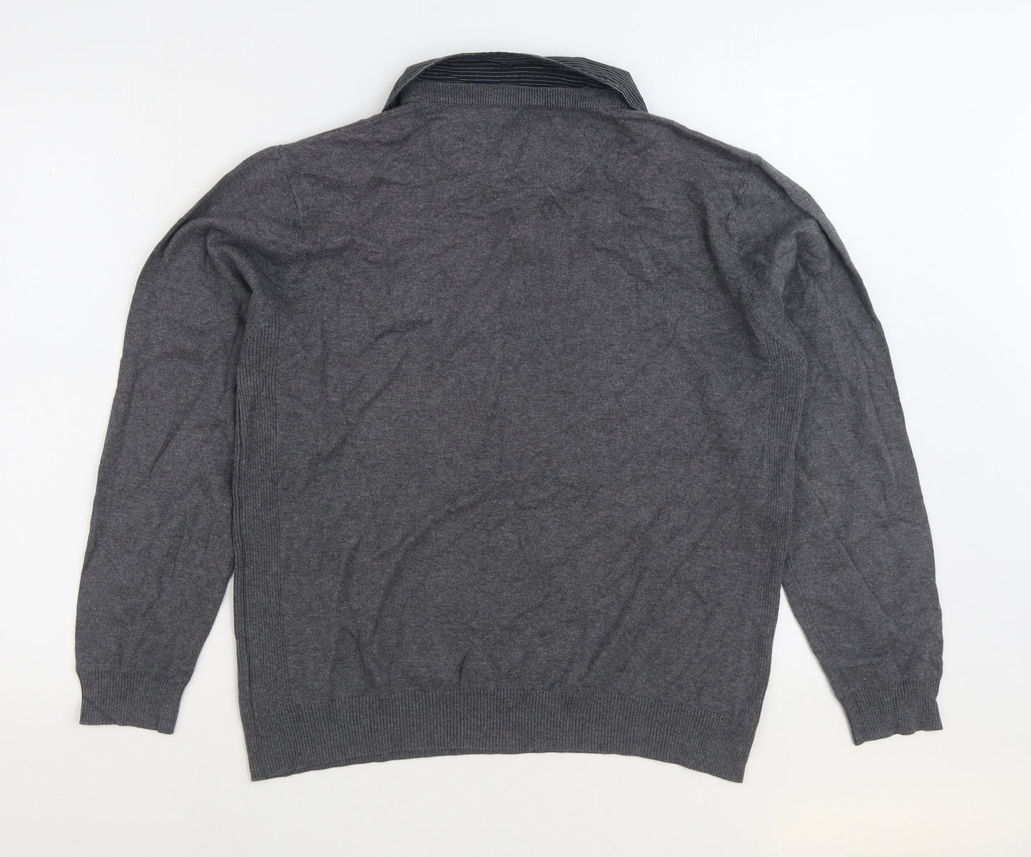NEXT Womens Grey Collared Cotton Pullover Jumper Size L