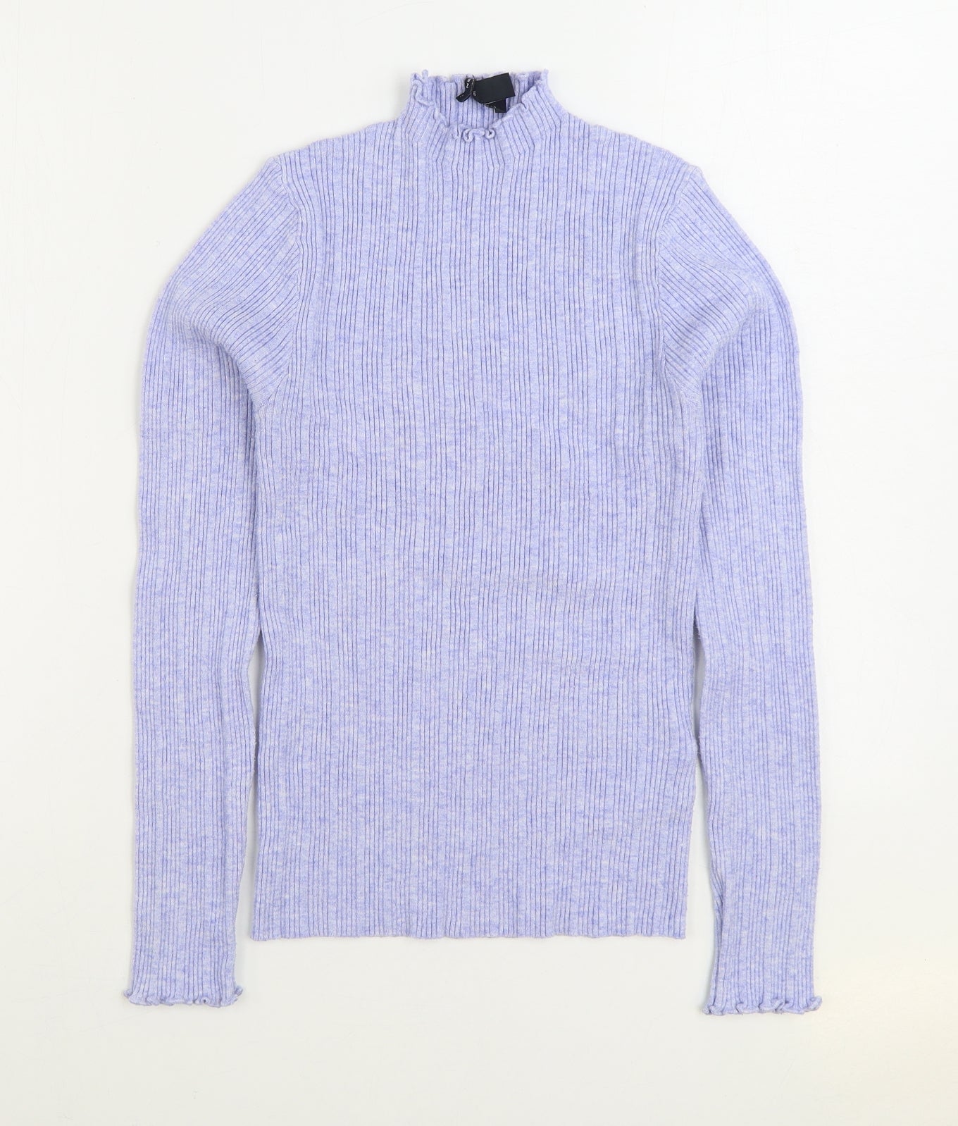 New Look Womens Blue High Neck Viscose Pullover Jumper Size 12 - Ribbed