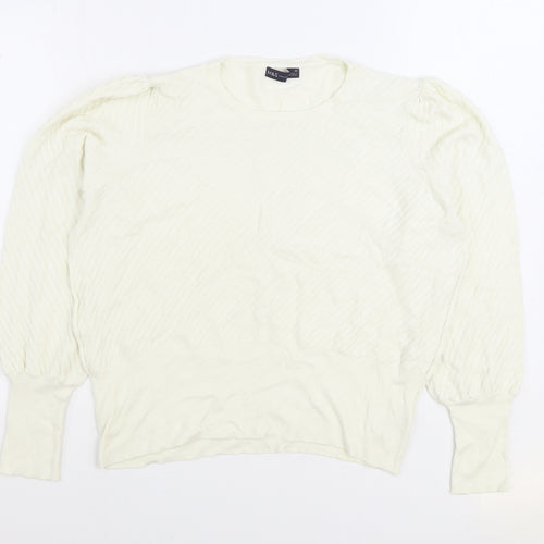 Marks and Spencer Womens White Round Neck Viscose Pullover Jumper Size 20