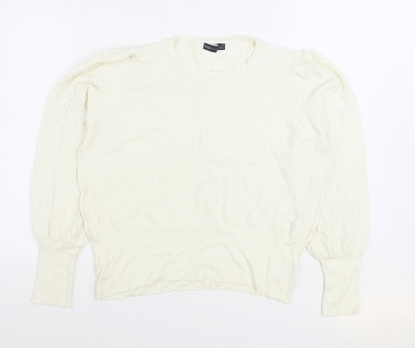 Marks and Spencer Womens White Round Neck Viscose Pullover Jumper Size 20