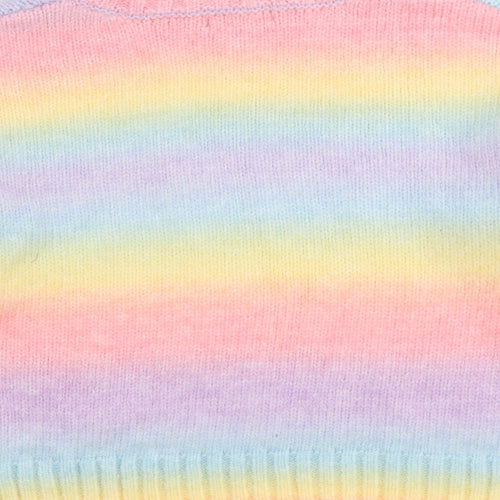 George Womens Multicoloured High Neck Striped Acrylic Pullover Jumper Size M