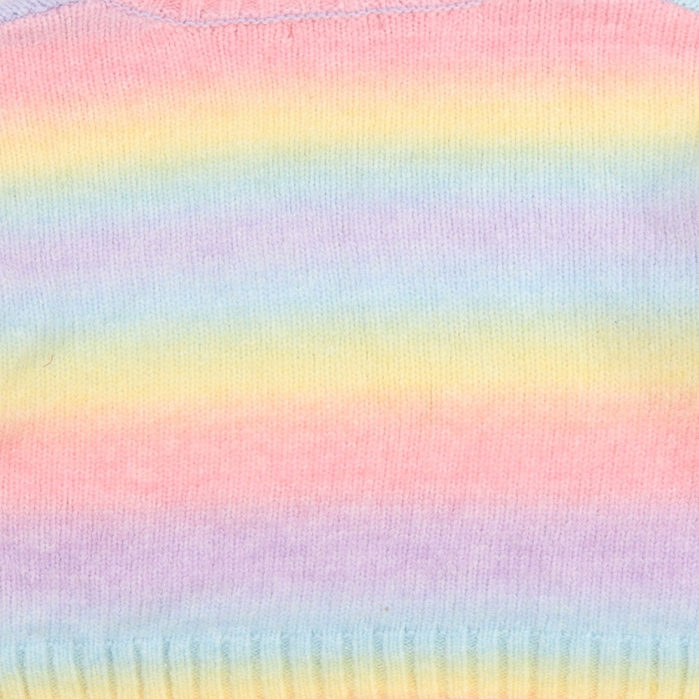 George Womens Multicoloured High Neck Striped Acrylic Pullover Jumper Size M