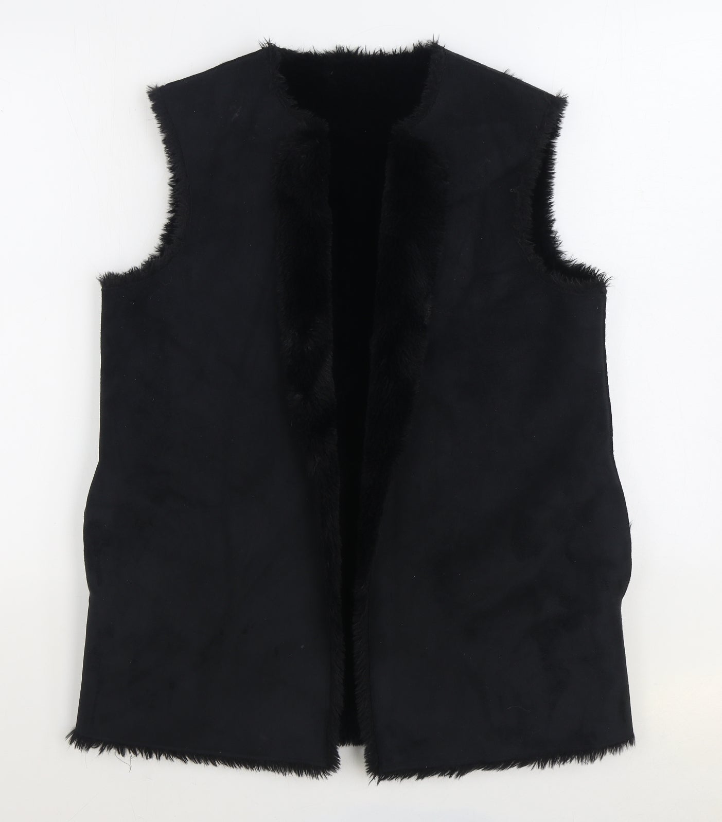 Red Herring Womens Black Gilet Jacket Size 10 - Faux fur
