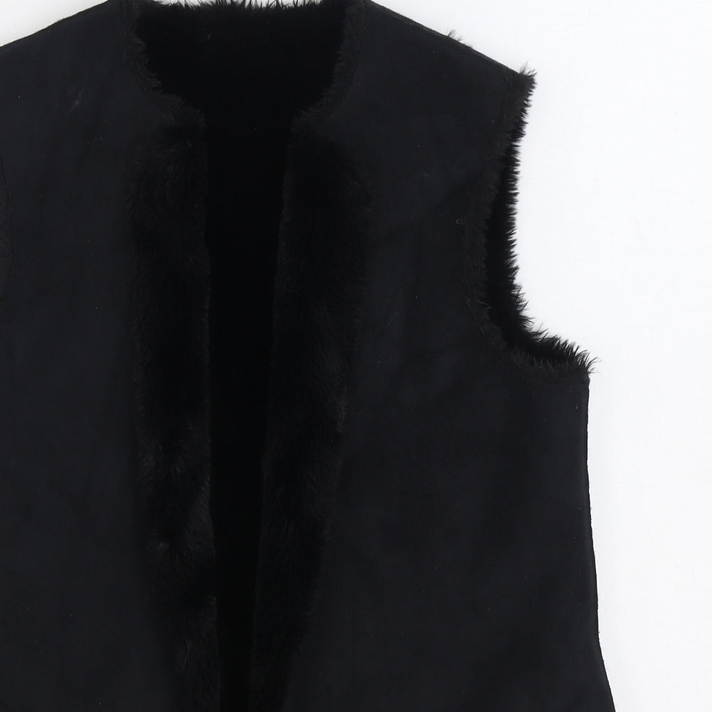 Red Herring Womens Black Gilet Jacket Size 10 - Faux fur