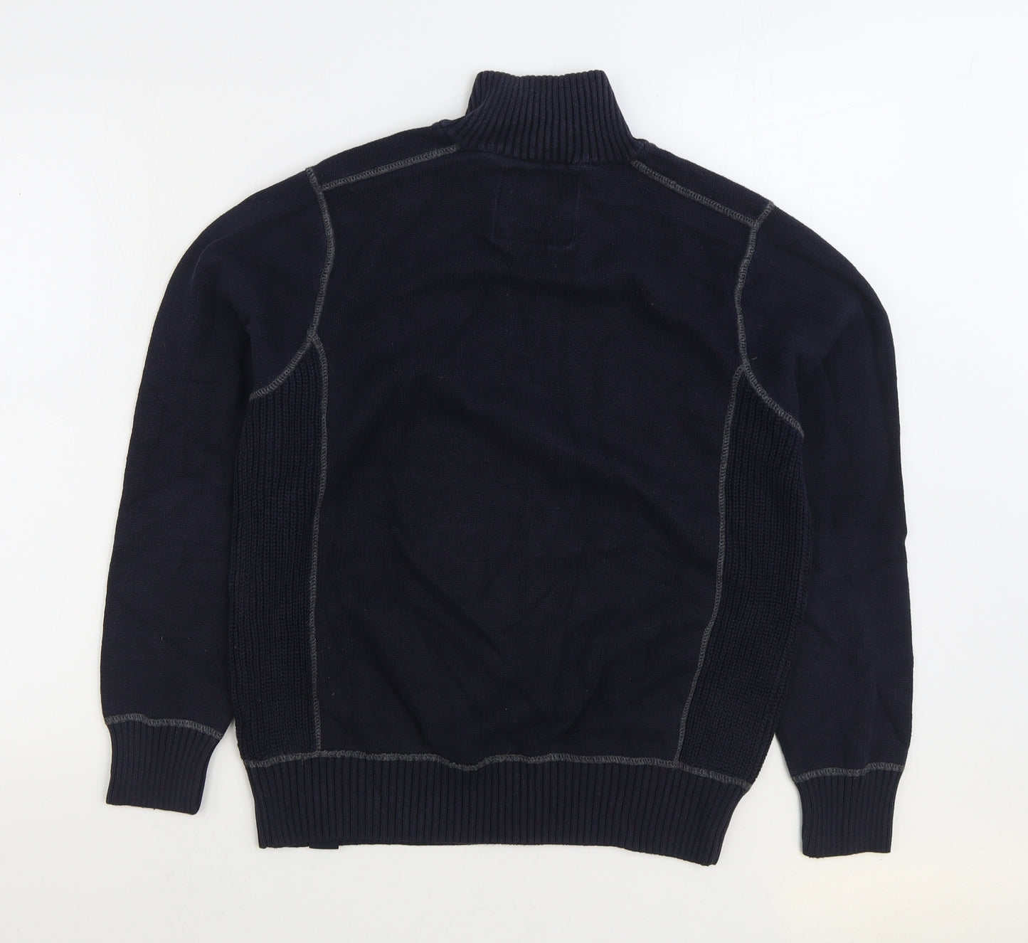 NEXT Mens Blue High Neck Cotton Pullover Jumper Size M