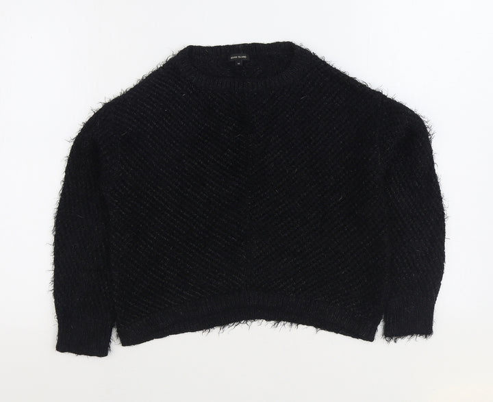 River Island Womens Black Round Neck Nylon Pullover Jumper Size 10